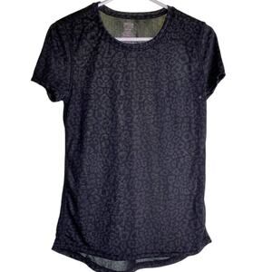 Danskin Now Womens Size Small Semi-Fitted High Low Black On Black Shirt